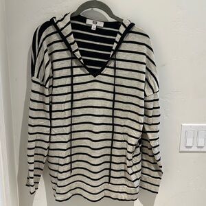 E3 by Etcetera striped cashmere blend hoodie. Greige with Black stripes. Large